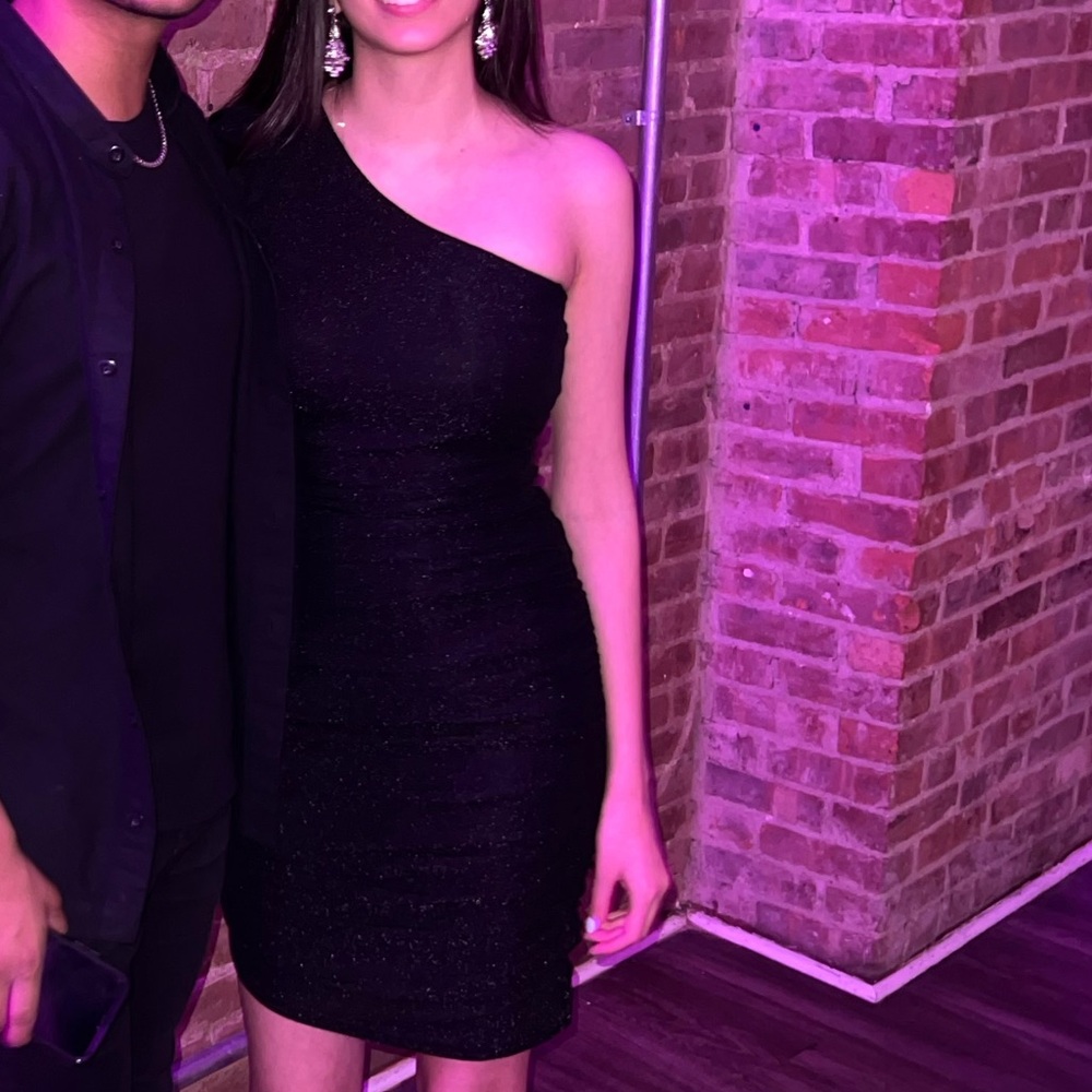 Elegant Black Shimmer Off-shoulder Dress